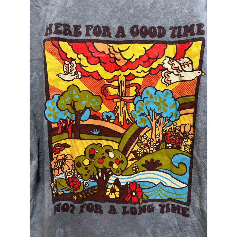 Here For A Good Time Forest Scene Graphic Tee Mens Green Tie Dye Large Empyre